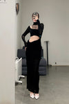 Un morceau velvet lace stitching waist details dress um231ls07 black PUM35